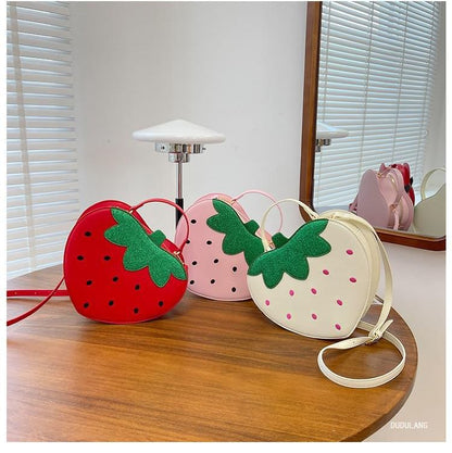 Strawberry Faux Leather Crossbody Bag