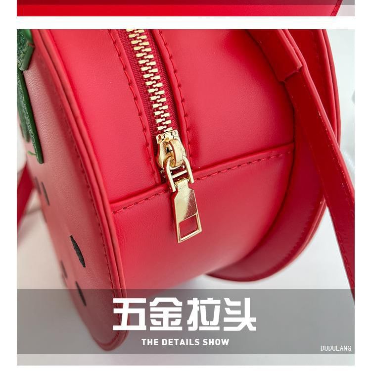 Strawberry Faux Leather Crossbody Bag