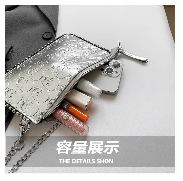 Chain Strap Skull Patterned Crossbody Bag