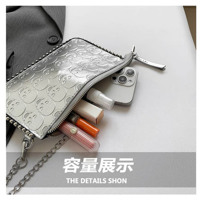 Chain Strap Skull Patterned Crossbody Bag