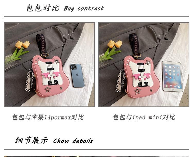 Star Applique Studded Violin Crossbody Bag