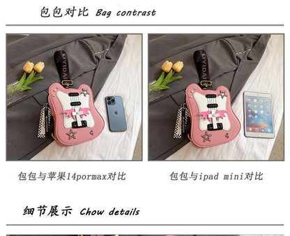 Star Applique Studded Violin Crossbody Bag