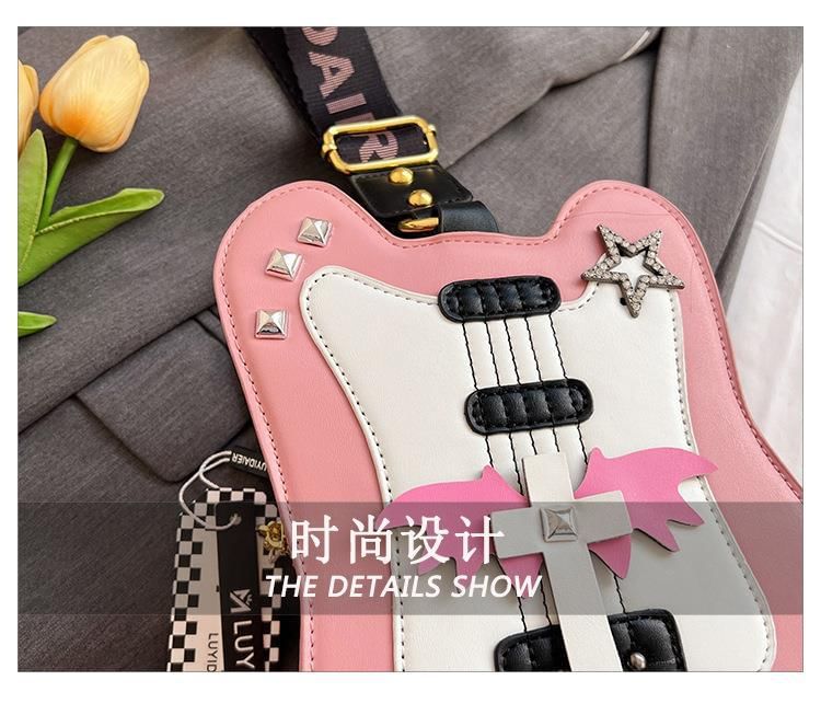 Star Applique Studded Violin Crossbody Bag