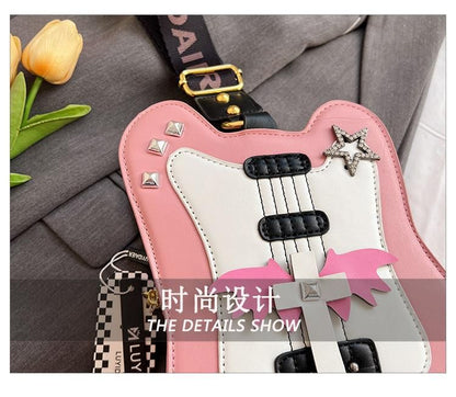 Star Applique Studded Violin Crossbody Bag