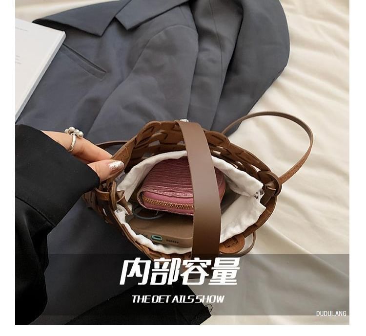 Cutout Woven Bucket Bag