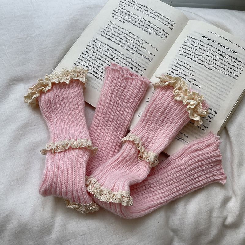 Lace Trim Knit Leg Warmers