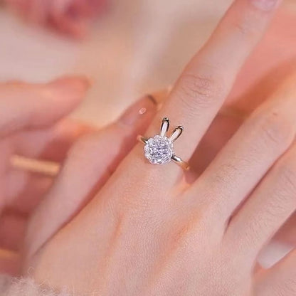 Rabbit Rhinestone Alloy Open Ring / Pendant Necklace