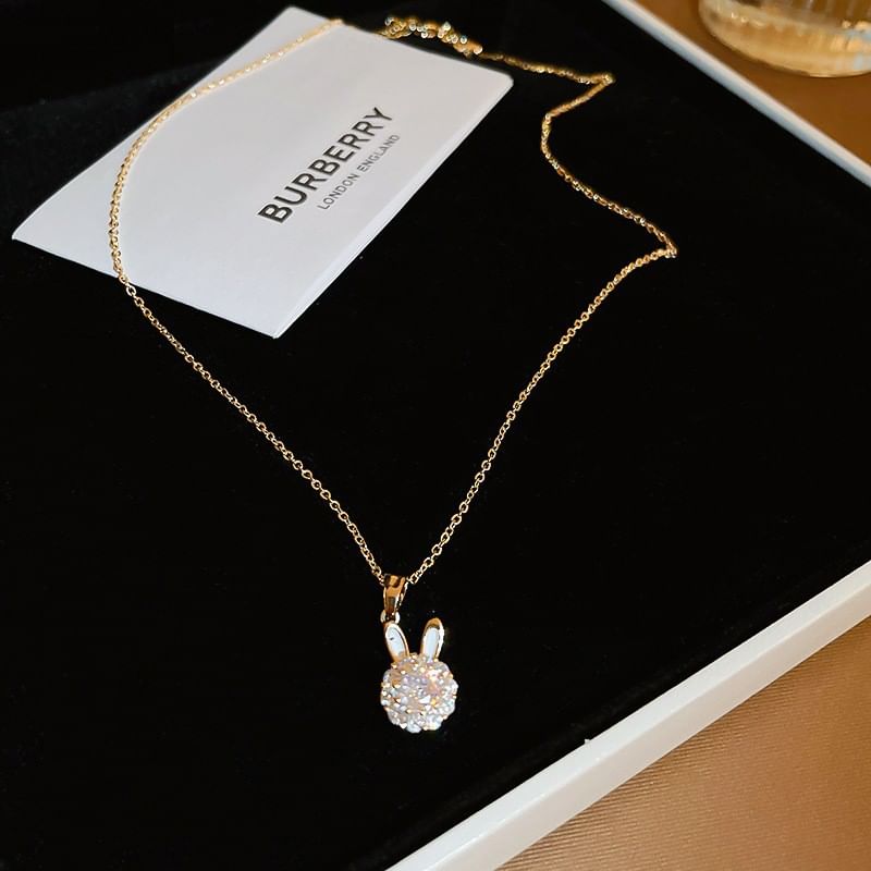 Rabbit Rhinestone Alloy Open Ring / Pendant Necklace