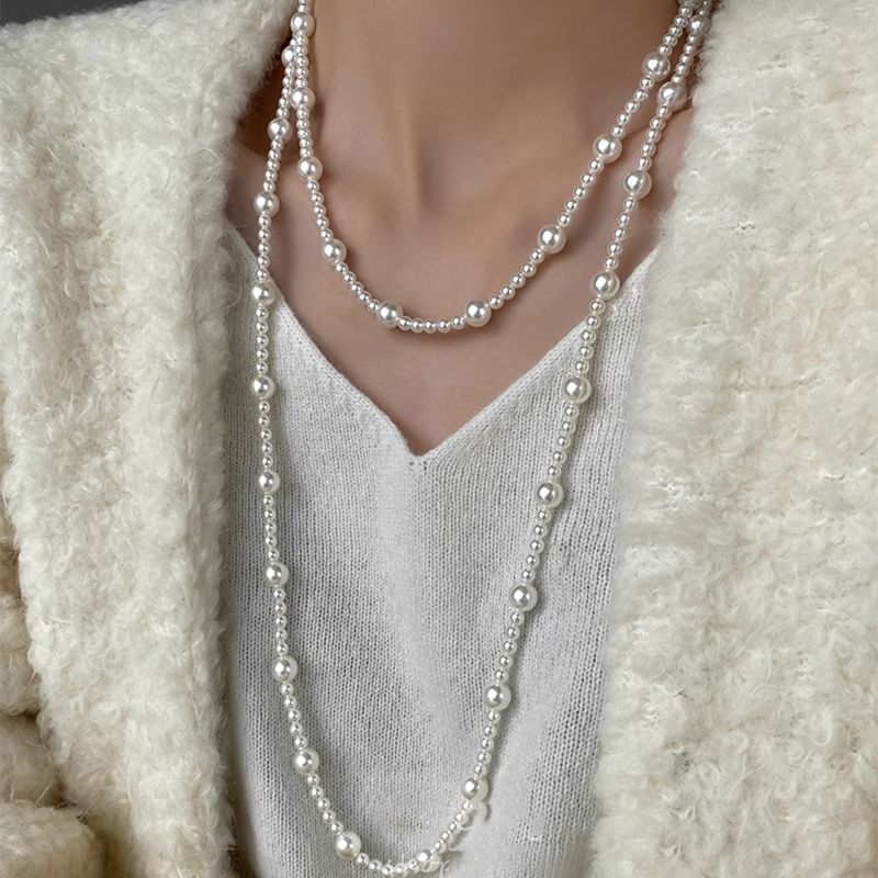 Layered Floral / Faux Pearl Necklace (Various Designs)