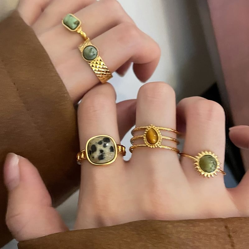 Faux Turquoise Alloy Open Ring (Various Designs)