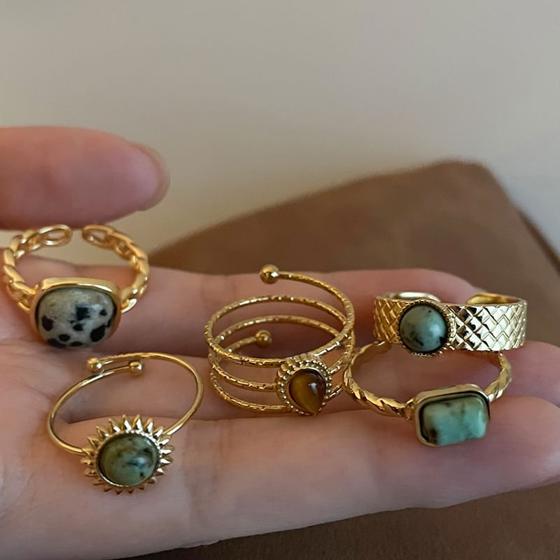 Faux Turquoise Alloy Open Ring (Various Designs)