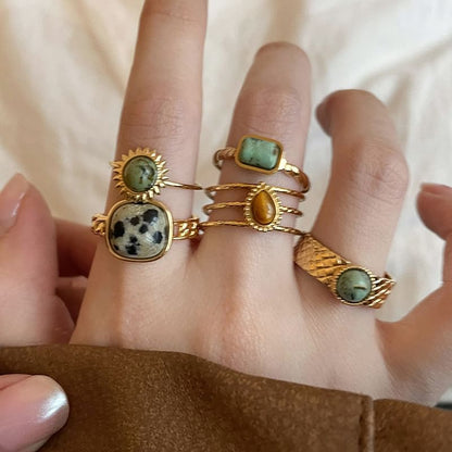 Faux Turquoise Alloy Open Ring (Various Designs)