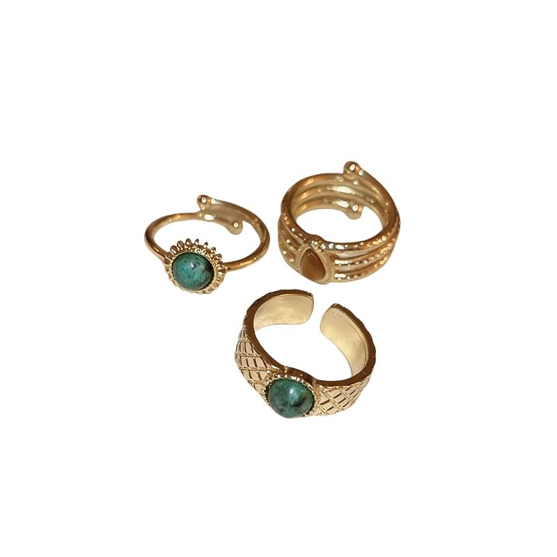 Faux Turquoise Alloy Open Ring (Various Designs)