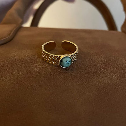 Faux Turquoise Alloy Open Ring (Various Designs)