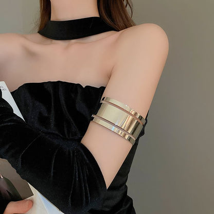 Layered Polished Alloy Open Bangle