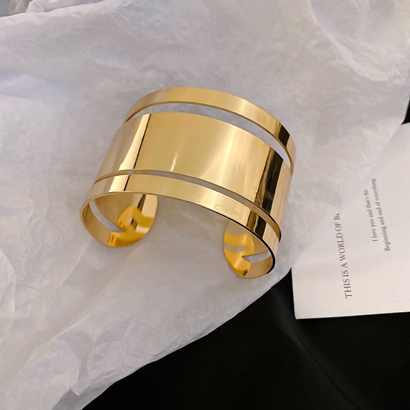 Layered Polished Alloy Open Bangle