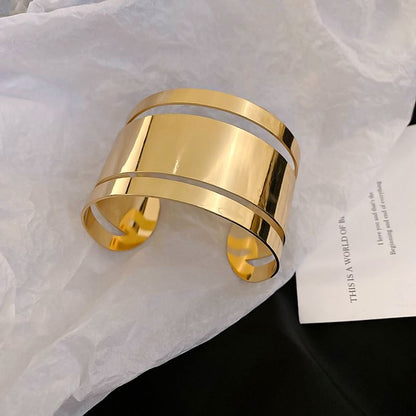 Layered Polished Alloy Open Bangle