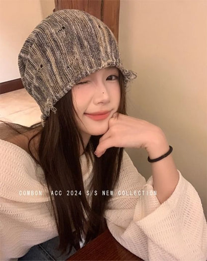 Distressed Frayed Beanie