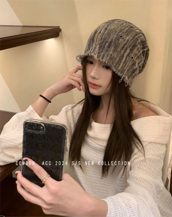 Distressed Frayed Beanie