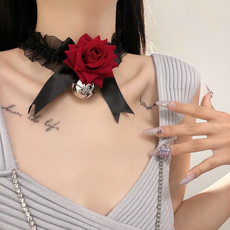 Rose Bell Tulle Choker