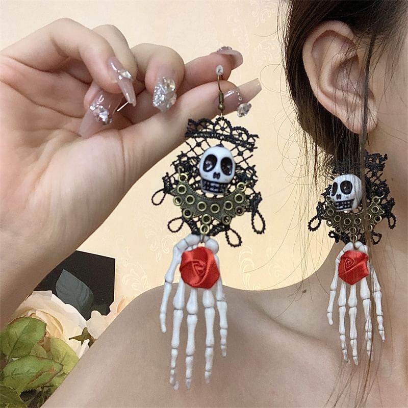 Skull Lace Choker / Earring