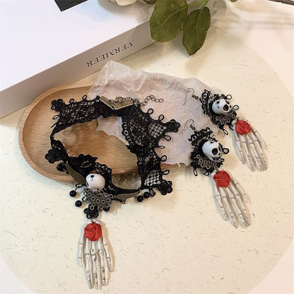 Skull Lace Choker / Earring