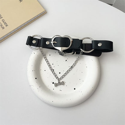 Faux Leather Paw Heart Buckle Choker