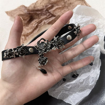 Rhinestone Faux Leather Choker