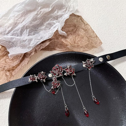 Rhinestone Faux Leather Choker