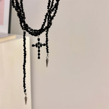 Beaded Cross Layered Necklace