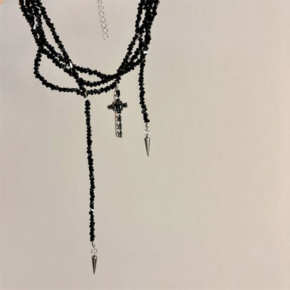 Beaded Cross Layered Necklace