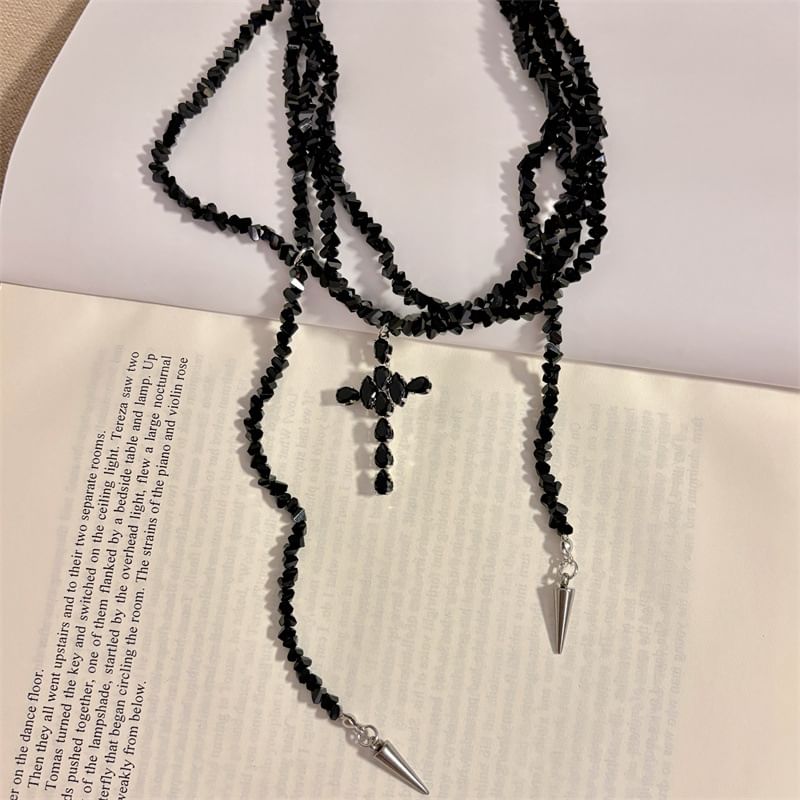 Beaded Cross Layered Necklace
