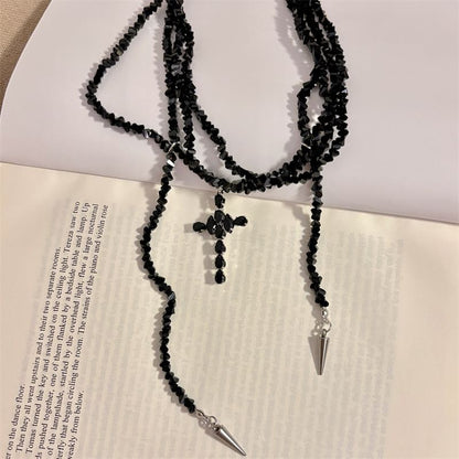 Beaded Cross Layered Necklace