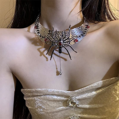 Metallic Rhinestone Lariat Choker