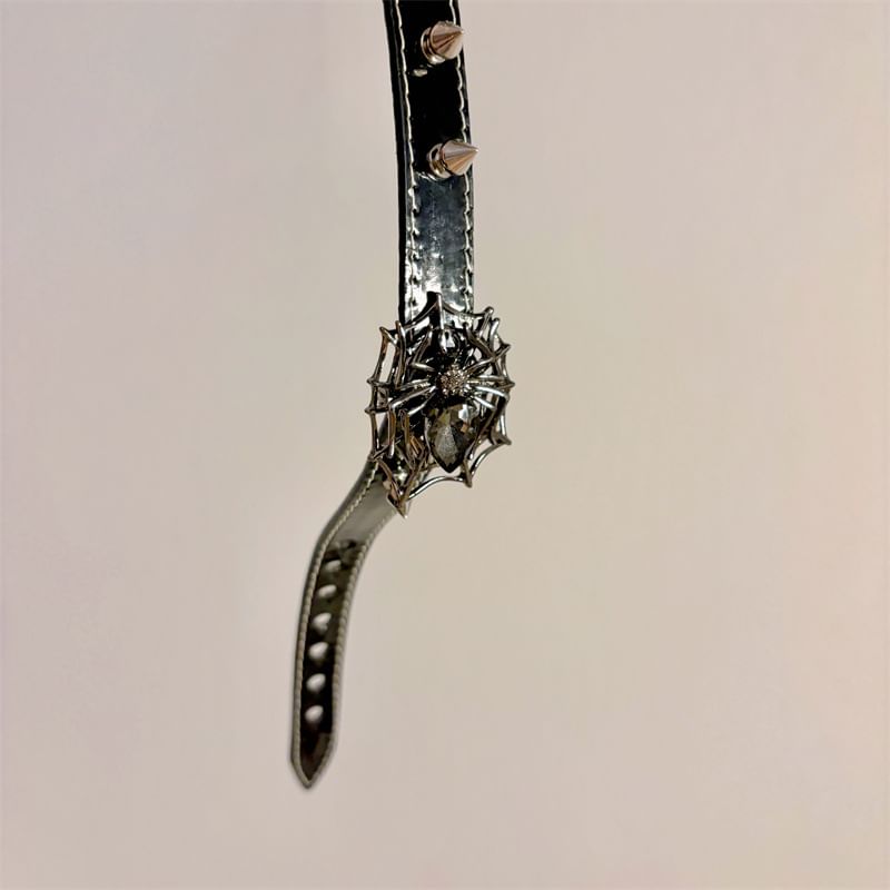 Spiderweb Spike Stud Faux Leather Choker