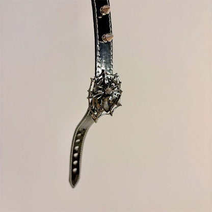 Spiderweb Spike Stud Faux Leather Choker