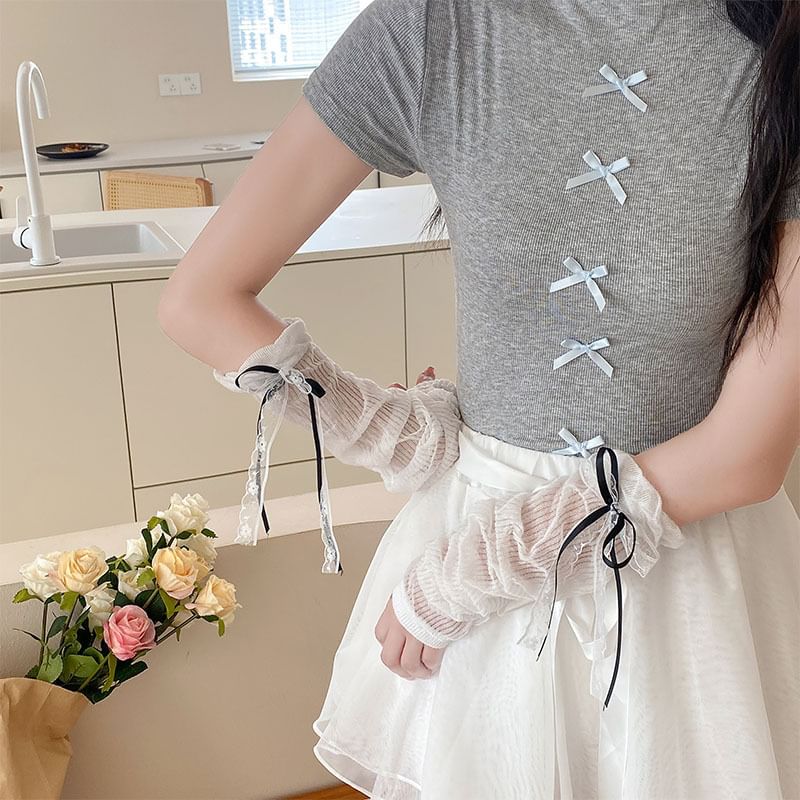 Ribbon Lace Arm Sleeves