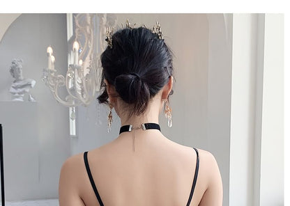 Spaghetti Strap Notch Neck Sequin Floral Accent Mesh A-Line Evening Gown