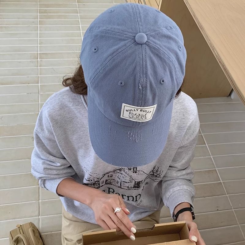 Applique Distressed Baseball Cap