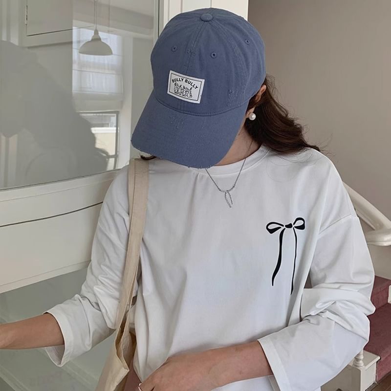 Applique Distressed Baseball Cap