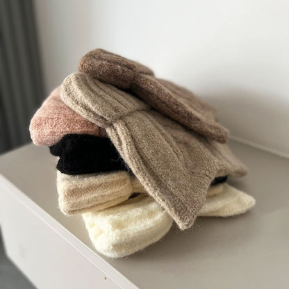 Lettering Embroidered Cable Knit Beanie