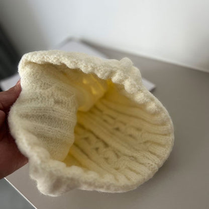 Lettering Embroidered Cable Knit Beanie