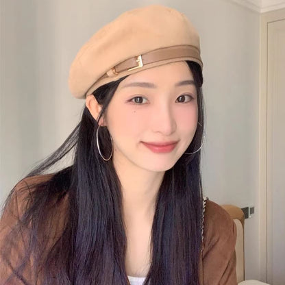 Belted Faux Suede Beret