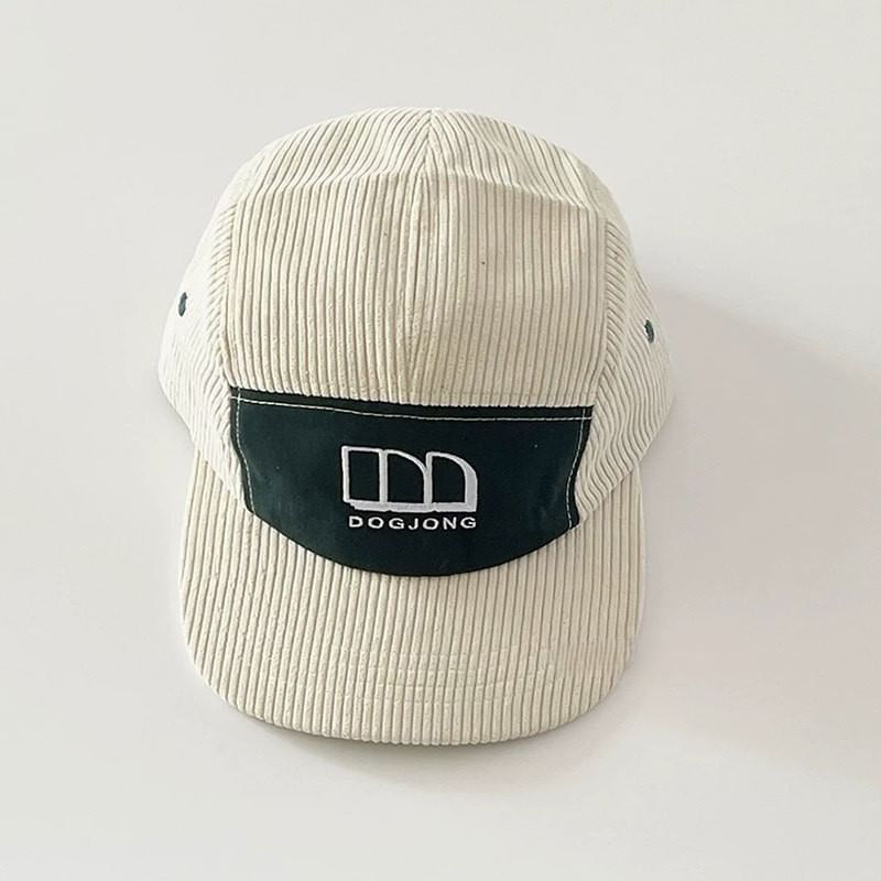 Lettering Embroidered Panel Corduroy Baseball Cap