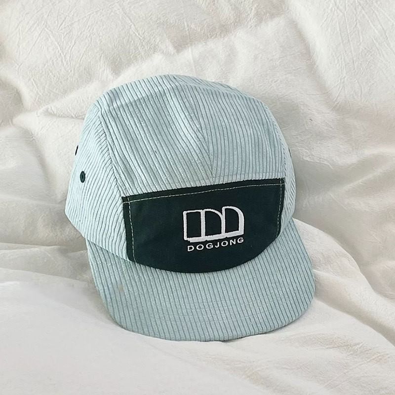 Lettering Embroidered Panel Corduroy Baseball Cap
