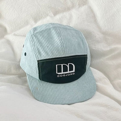 Lettering Embroidered Panel Corduroy Baseball Cap