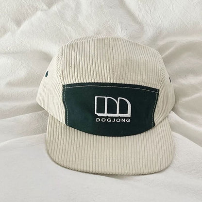 Lettering Embroidered Panel Corduroy Baseball Cap