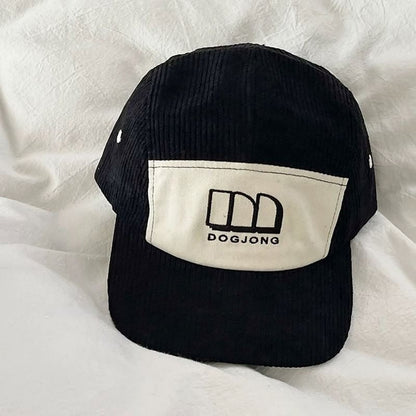 Lettering Embroidered Panel Corduroy Baseball Cap