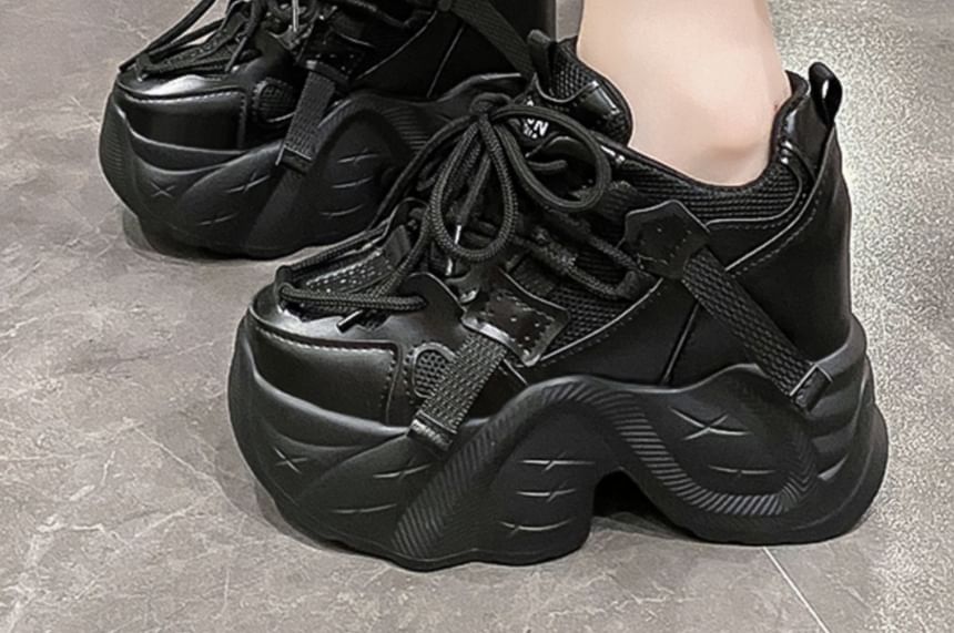 Platform Panel Hidden Wedge Sneakers