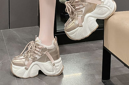 Platform Panel Hidden Wedge Sneakers